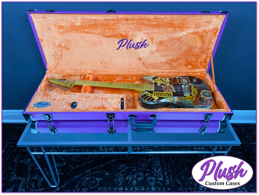 PlushCaster Tele®/Strat® Size Custom Guitar Case Purple Tolex with Orange Fur